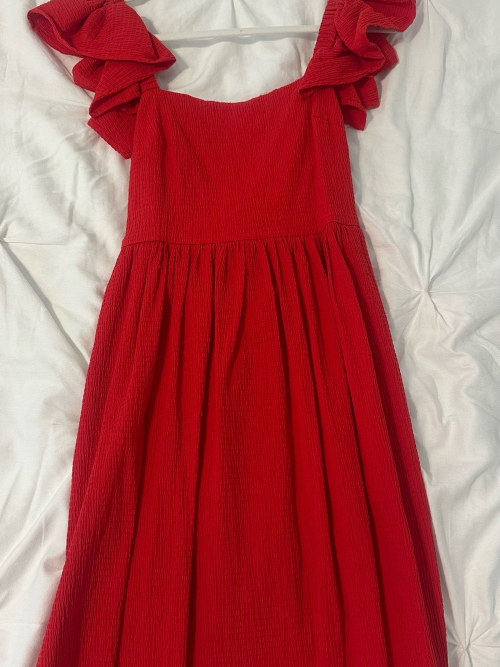 Francesca's Collections Red Ruffled Strap Mini Dress